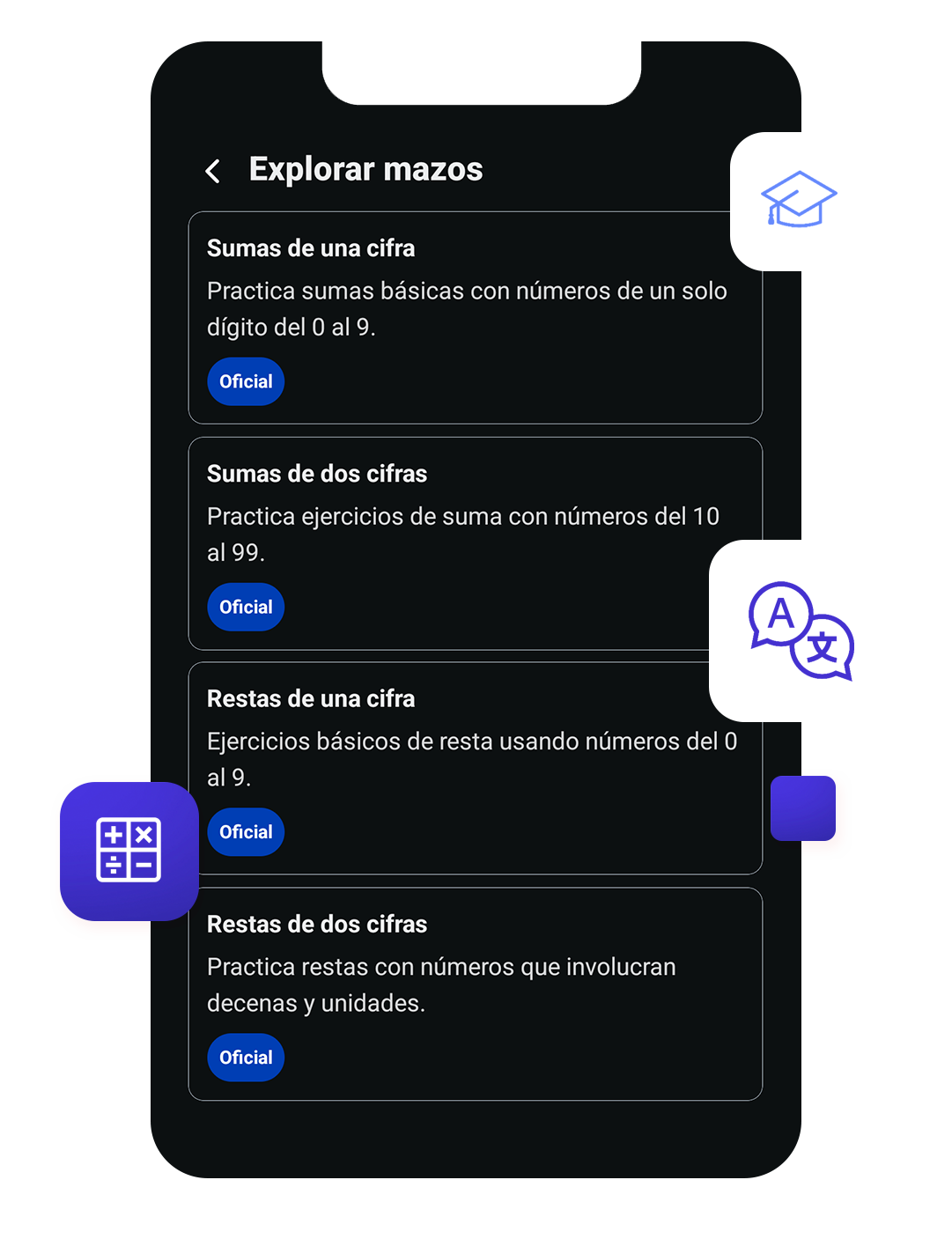 Mazos de matemáticas disponibles en Aionor